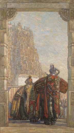 Auction by Christie's France du 29/04/2002 - Deux éléphants traversant un portique. Vers 1925. (lot n°22)